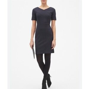 NEW Banana Republic Navy Dot Career Office Work Sheath Dress women 10 STRETCH‎